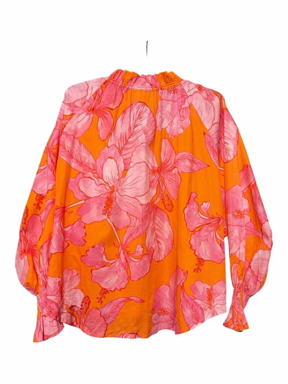 Finley Candace Royal Hawaiian Floral Cotton Blouse Top Orange/Pink - Picture 8 of 11